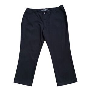 LEE Womens Size 14 M Black Mid Rise Fit Cropped Cotton Blend Pants 25" Inseam